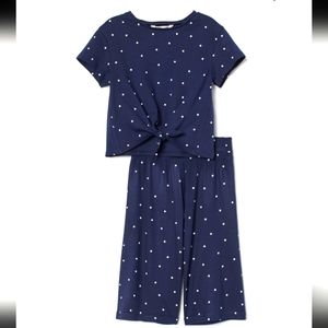 H&M Navy Polka Dot Organic Cotton Jersey and Culottes Set 4-6Y